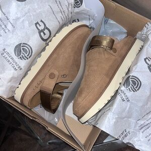 UGG women Tan Suede Slip-On Loafers